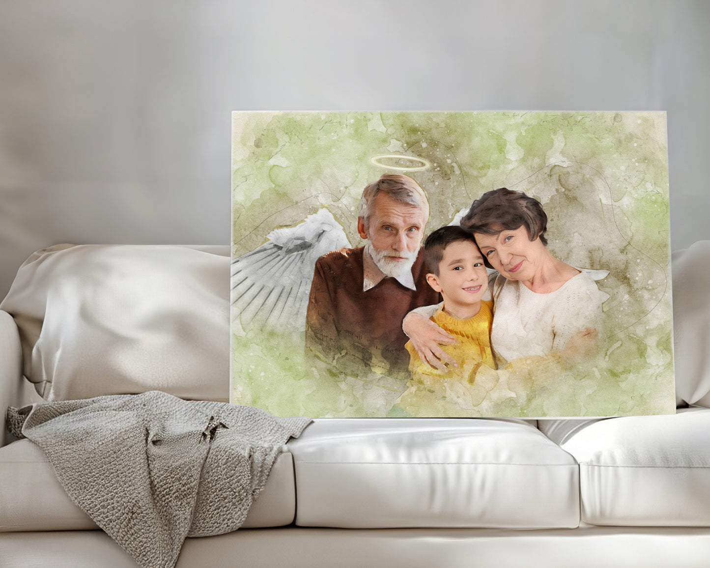 Watercolor Style Photo Merge Design - Green Background