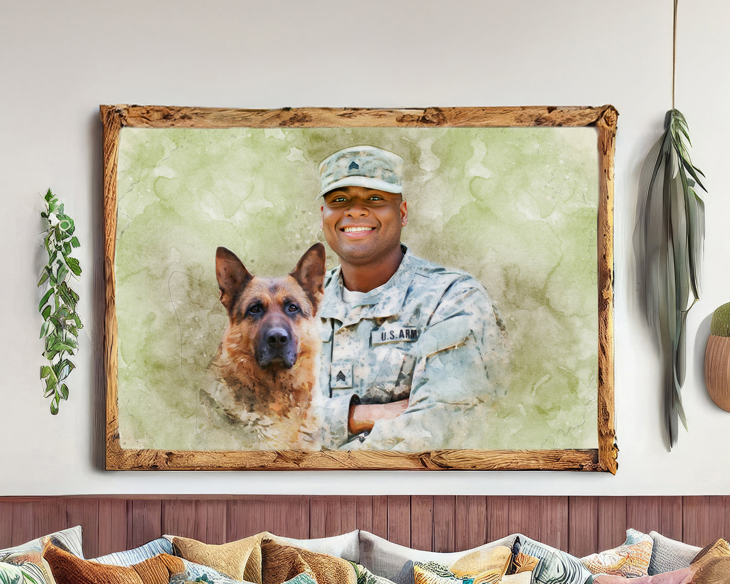 Watercolor Style Photo Merge Design - Green Background