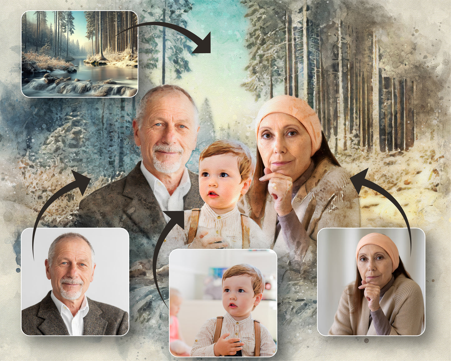 GrandParents and GrandChild Photo Merge Design