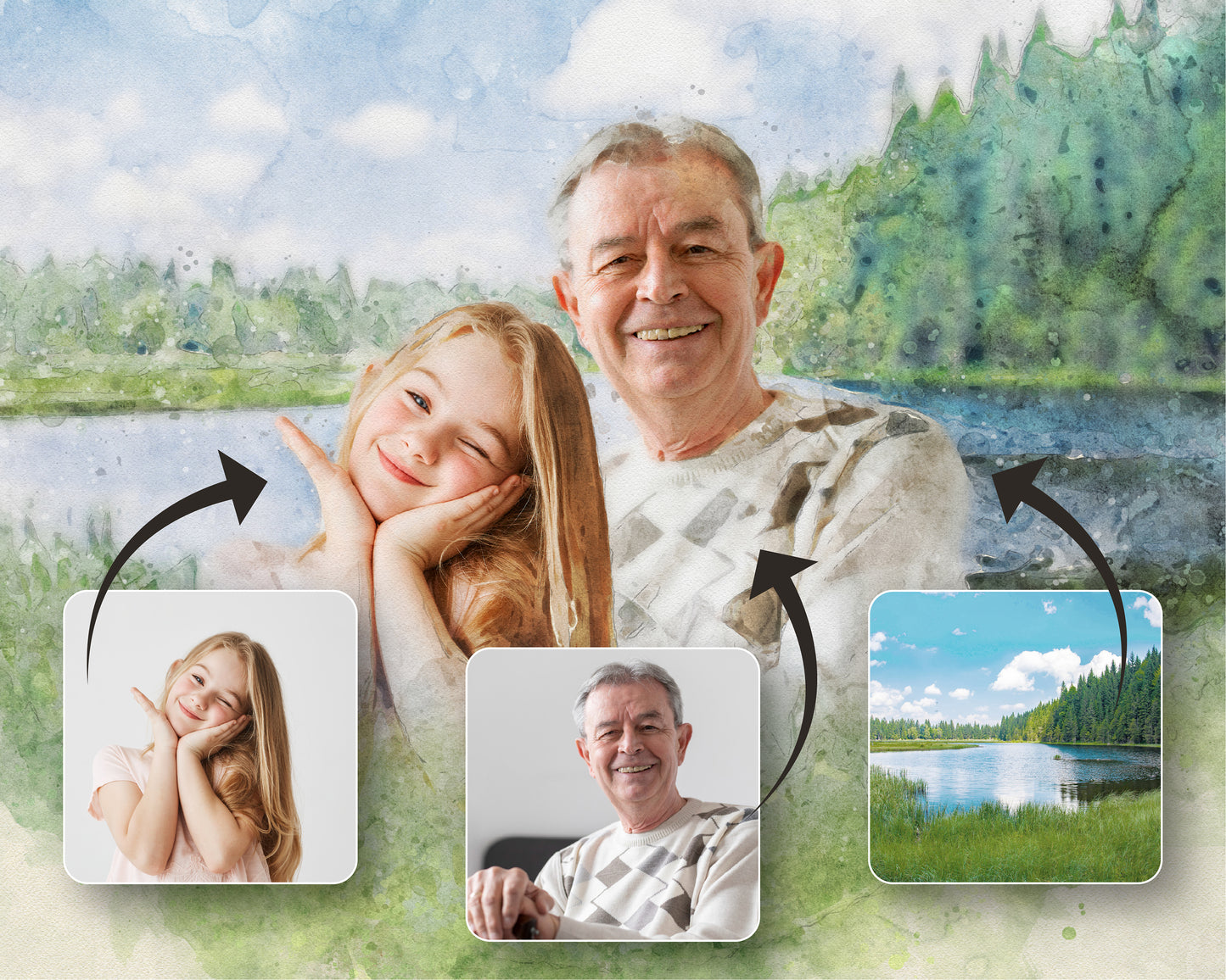 GrandParents and GrandChild Photo Merge Design