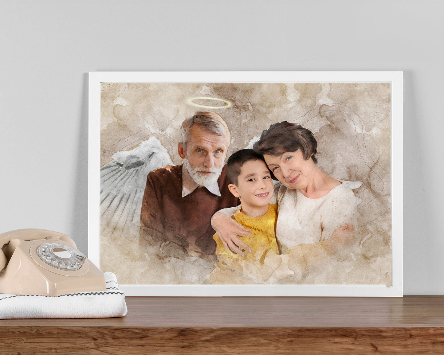 Watercolor Style Photo Merge Design - Beige Background