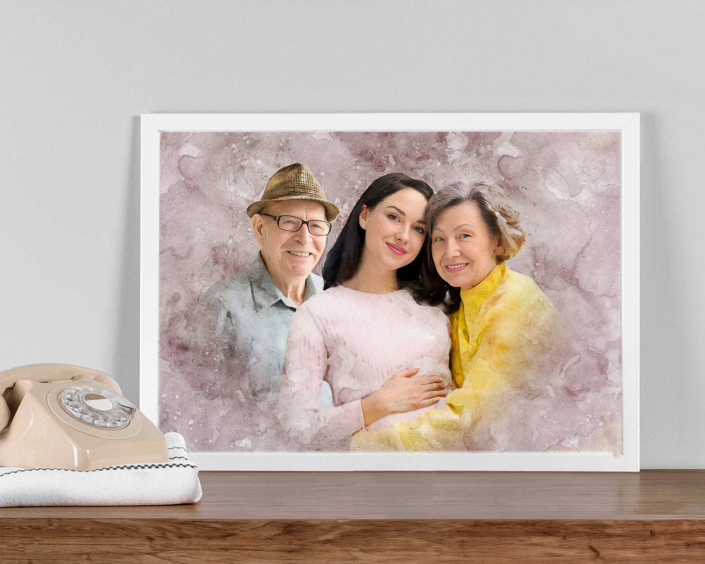 Watercolor Style Photo Merge Design - Purple Background