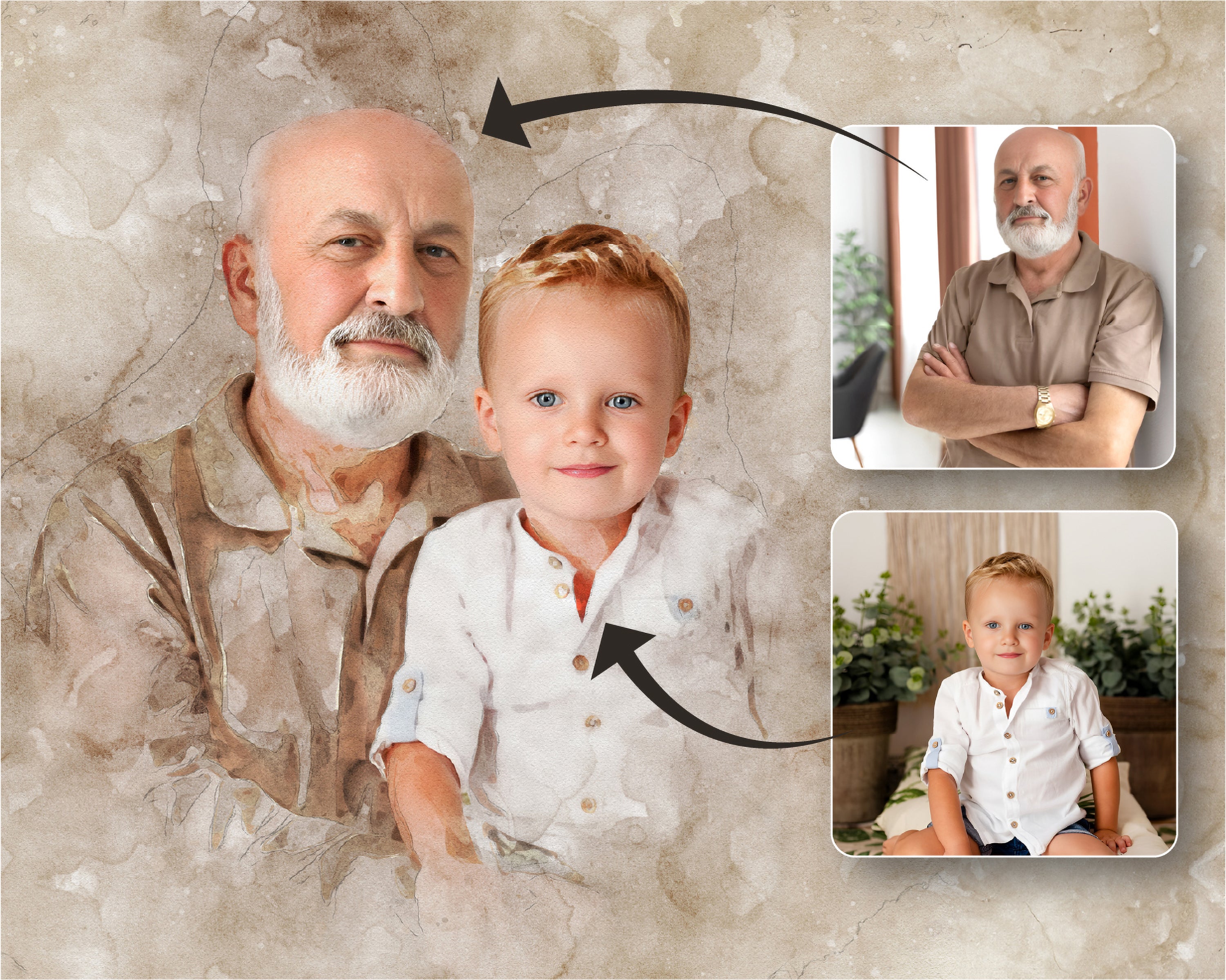 Watercolor Style Photo Merge Design - Beige Background – ArtFodra